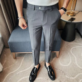 Threebooy Summer High Elastic Suit Trousers for Men Business Dress Pants Casual Slim Office Social Suit Pants Streetwear Costume Homme