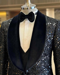 Threebooy  Shining Mens Suits 2 Pieces Blazers Pant Shawl Lapel Single Breasted Fashion Occasion Banquet Party Wear Customized