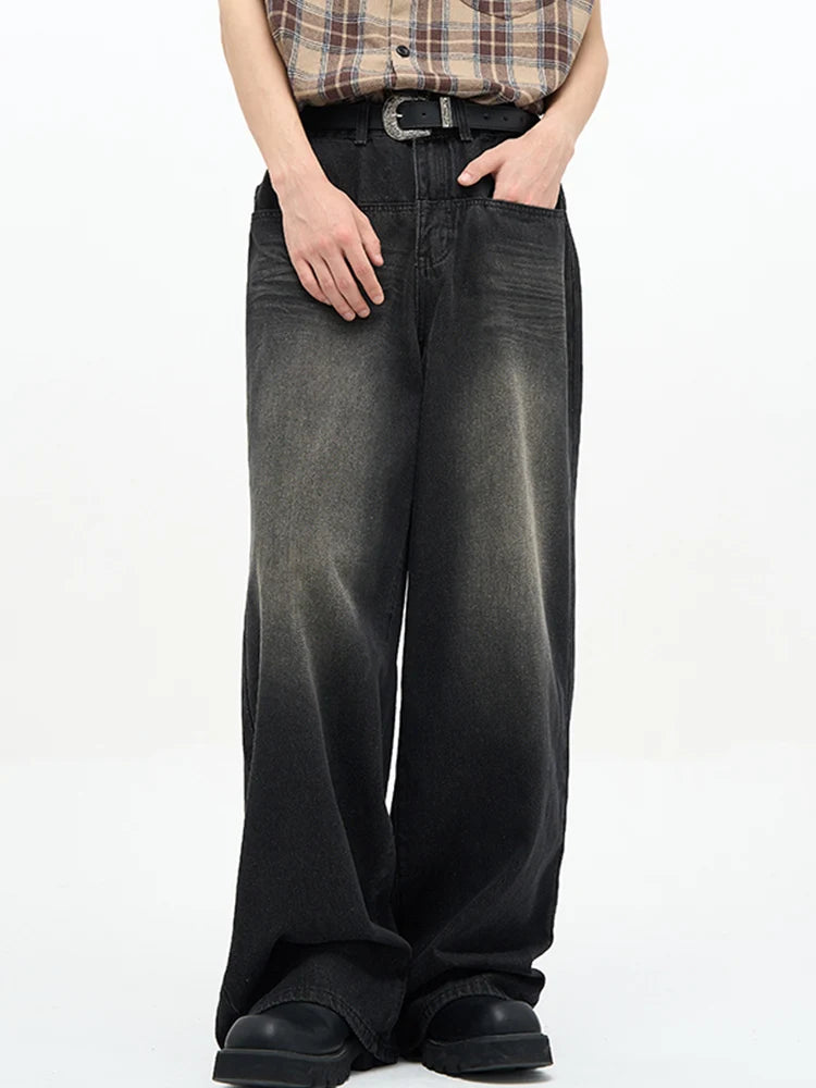 Threebooy  Male Classic America Hip Hop Rap Jeans Wide Leg Youth Popular Jeans Men Straight Leg Retro Loose Trousers Oversized Denim Pants