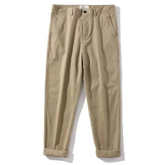 Threebooy New Man Solid Casual Cropped Cargo Suit Pants Fashion Business Elastic Straight Nine Points Pants