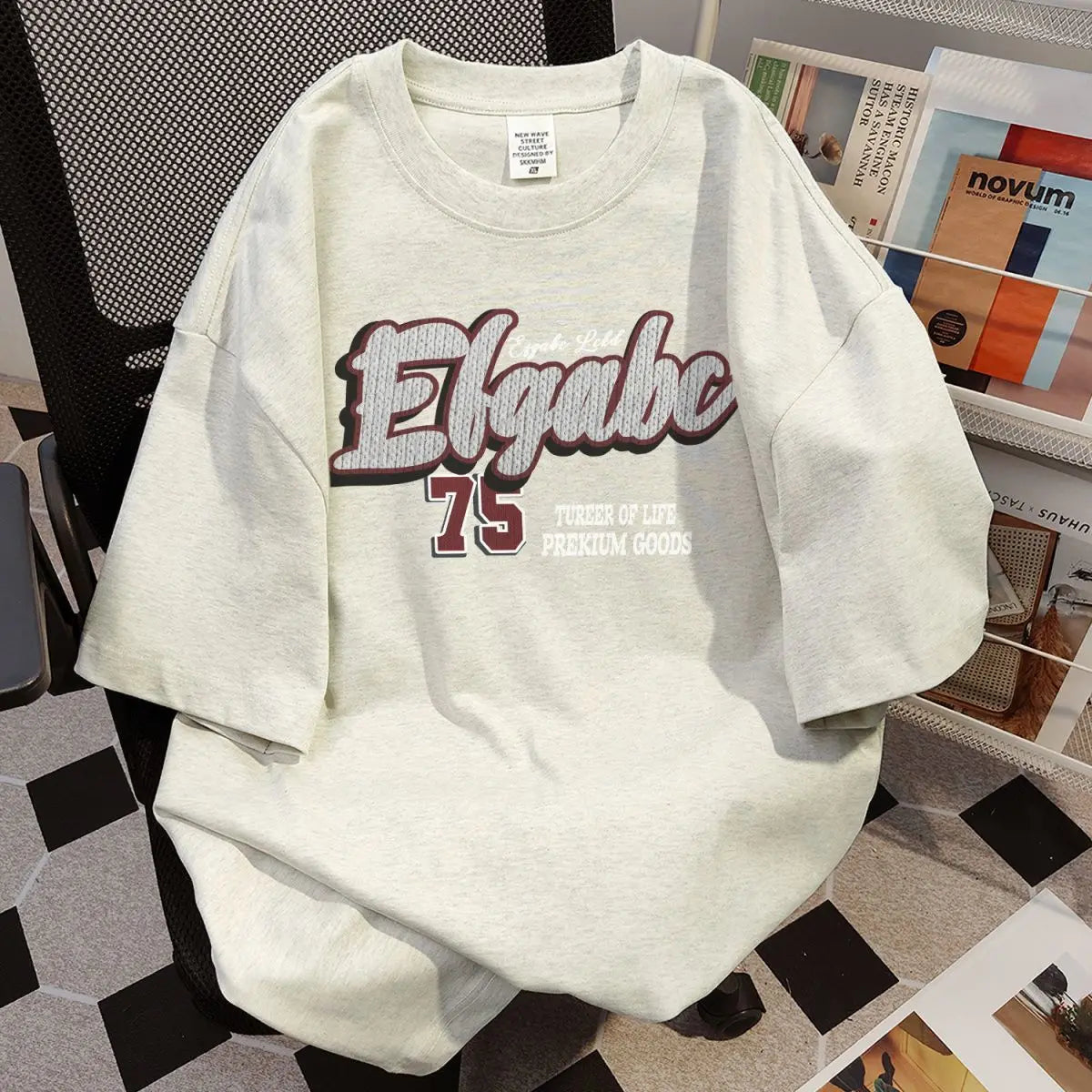 Threebooy Hip hop retro men and women trend personality letter print round neck short sleeved American couple loose casual T-shirt top y2k
