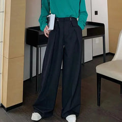 Threebooy  Summer Men's Solid Color Suit Trousers American Retro Fashion Trend High Street Casual Loose Breathable Men's Bottoms