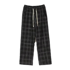 Threebooy Men Checkered Casual Pants Loose Straight Corduroy Pants Sweatpants Man Fashion Streetwear Spring New Hip Hop Trousers