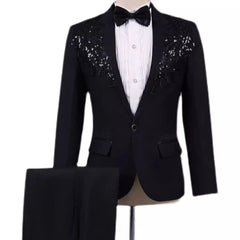 Threebooy  Luxury Men's 2 Piece Suit Formal One Button Slim Fit Tuxedos for Wedding Groom Business Dinner Prom