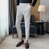Threebooy New Business Dress Pants Men Solid Color Office Social Formal Suit Pants Casual Streetwear Wedding Trousers Pantalon Homme