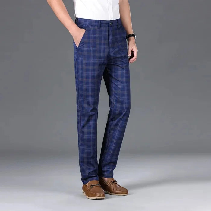 Threebooy  Trendy Casual Men's Pants Four Seasons Straight Leg Plaid Korean Style Slim Fit Smooths Your Silhouette Japanese Spring Autumn