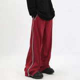 Threebooy Y2K Wide Leg Pants with Side Zips Men Sweatpants Male Loose Casual Sport Red Black Trousers Zipper Split Streetwear