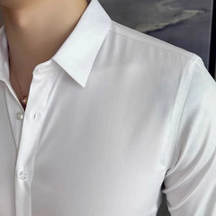 Threebooy  Men's Dress Shirts Solid Long Sleeve Stretch Wrinkle-Free Formal Shirt Business Casual Button Down Shirt