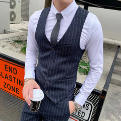 Threebooy Brand Clothing New Men's Suit Vest Dress Male Sleeveless Business Single Buckle Waistcoat Spring Autumn Plus Size S-4XL