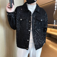 Threebooy Men Spring Casual Jackets/Male Slim Fit High Quality Coat Spring Summer New Hombre Fashion Sequins Thin Bomber Jackets 2XL-M