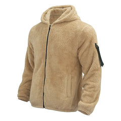 Threebooy Winter New Men's Double Sided Arctic Velvet Warm Hooded Zipper Casual Jacket Coat