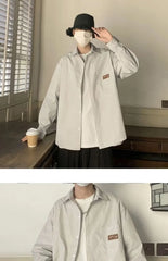 Threebooy Striped Shirt Men's Long-sleeved Retro Handsome Loose Casual Versatile Trendy Jacket