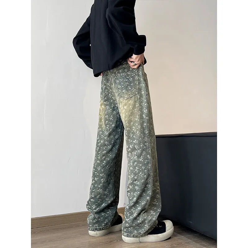 Threebooy Spring Casual Jeans Men Straight Jeans unisex Jacquard Denim Pants Trousers Slim Fit Classic Cowboys Young Man Jeans
