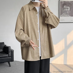 Threebooy High Quality Long Sleeve Ice Silk Shirts Men Loose Daily Casual Single Breasted Popular Streetwear Male Spring Autumn Harajuku