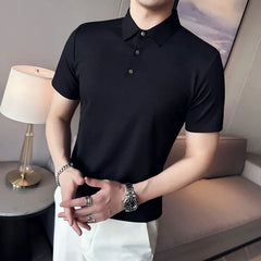 Threebooy Men's Summer Lapel POLO Shirt Short Sleeve Tops Men Business Casual Youth Tops Korean Fashion Clothing Polo Shirt Men 4XL