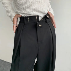 Threebooy  Black Suit Pants Men Fashion Social Mens Dress Pants Korean Loose Oversized Wide Leg Pants Mens Formal Trousers M-2XL