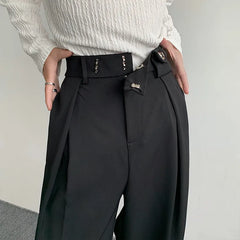 Threebooy New Black Suit Pants Men Fashion Social Mens Dress Pants Korean Loose Oversized Wide Leg Pants Mens Formal Trousers M-2XL