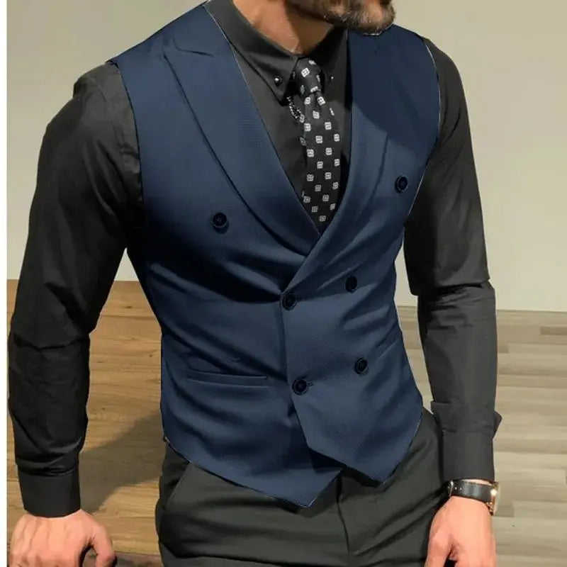 Threebooy  British Gentleman Suit Vest Suit Male Gentleman Business Casual Double-breasted Horse Clip