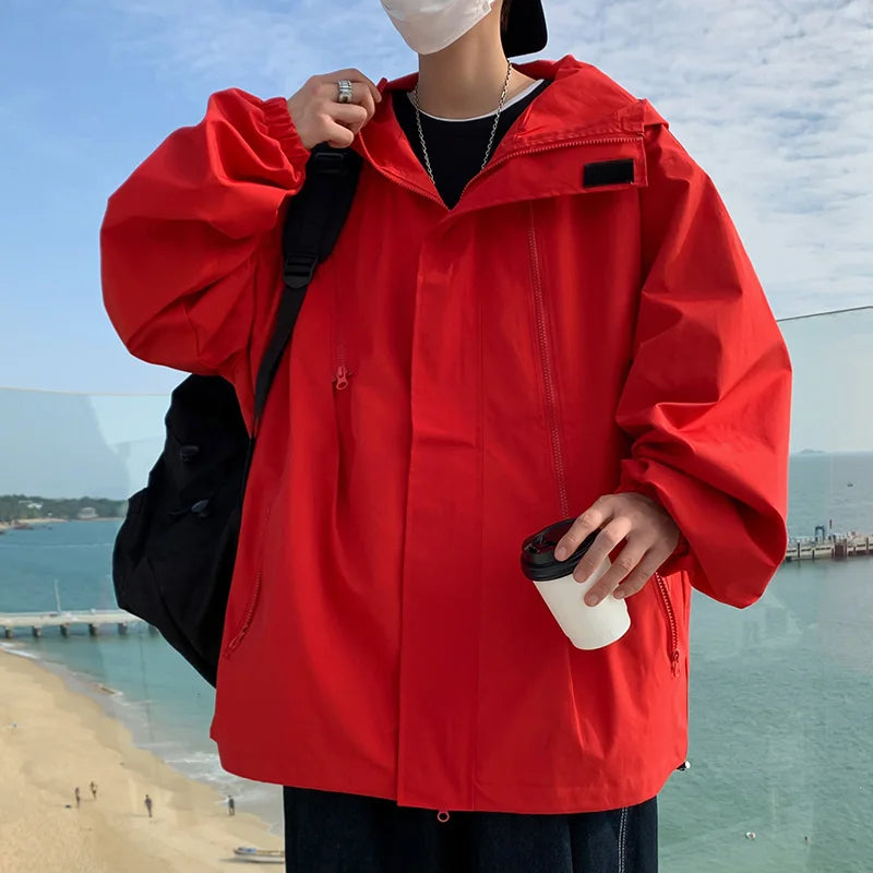 Threebooy Hooded Jackets Loose Fitting Men's Clothing  Korean Style Clothes Outerwear Man Hoodie Spring Popular Coats Models 2024