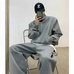 Threebooy  2025SS American Men Loose Cardigan Sweatshirt Wide-leg Trousers Casual Sports Suit Autumn Hip Hop Streetwear Tracksuit