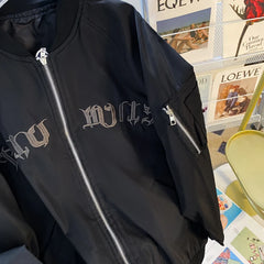 Threebooy American Casual Jacket Vintage Letter Embroidery Bomber Jacket Men's Spring Autumn High Street Vibe Casual Baseball Uniform Coat