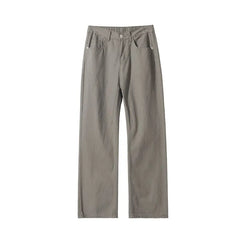 Threebooy  Straight Leg Cotton Pants Semi Elastic Waistband Classic Solid Business Casual Mens Office Comfortable Wholesale Trousers