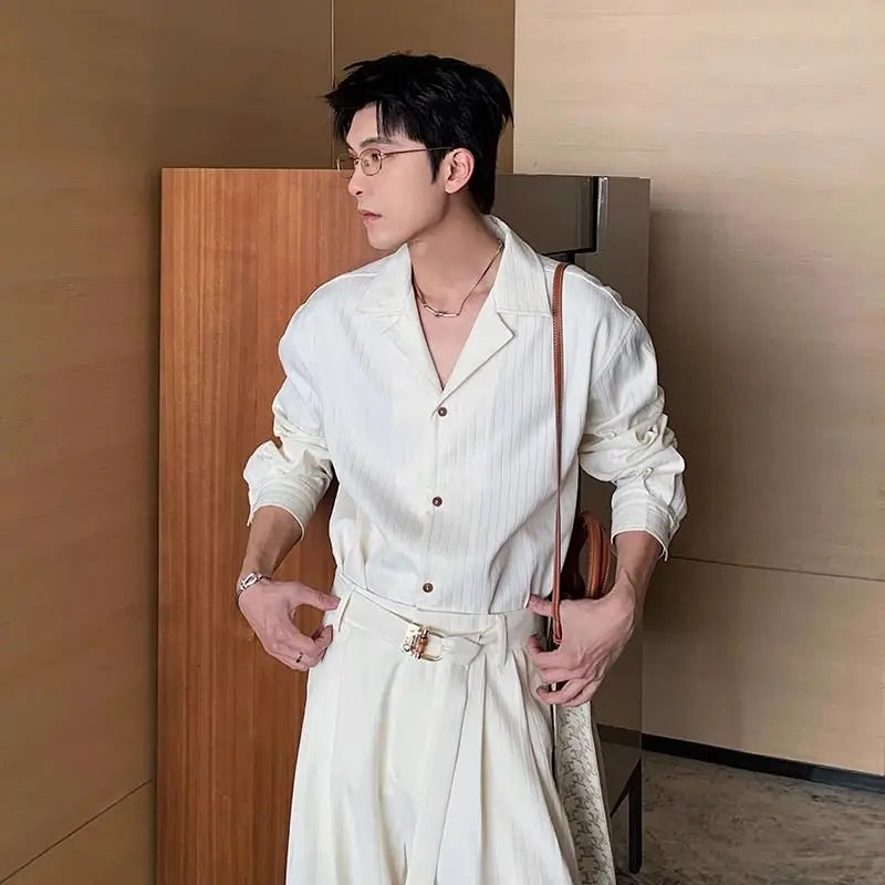 Threebooy Men's Large-size Casual Suit Spring Summer High-end Shirt Tracksuit Men Women's Casual Sports Cleanfit Korean 2pcs Set