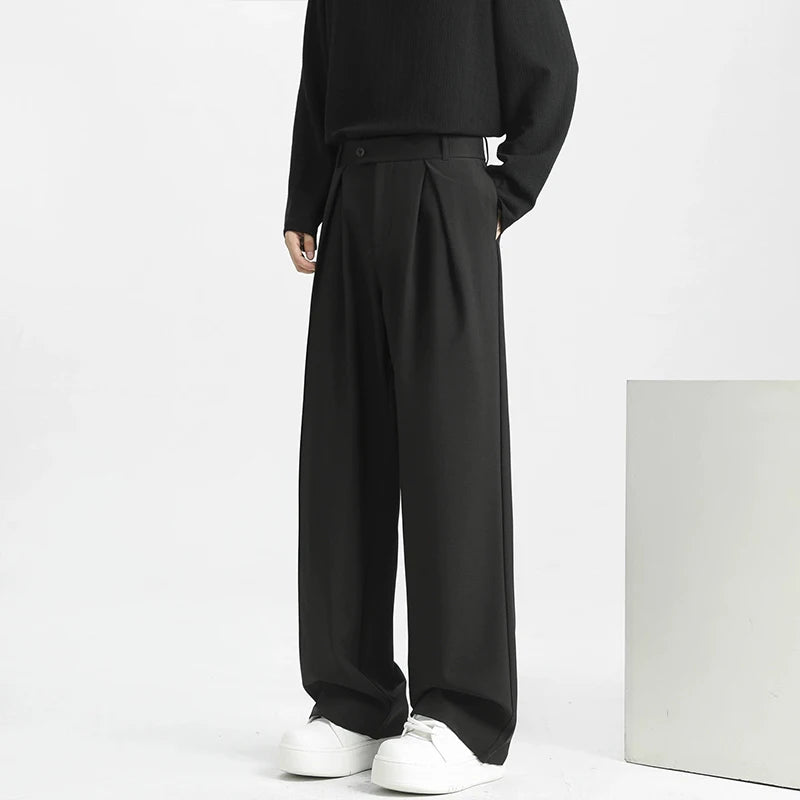 Threebooy Men's Light Luxury Naples Slim-fit Suit Pants Casual Japanese Retro Premium Quality Elegant Popular Leisure Trousers 2026 Spring