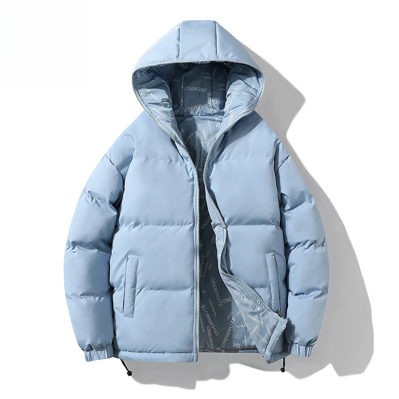 Threebooy Korean Hip Hop Winter Parkas Thickened Warm Padded Coat Youth Trendy Bread Jacket Two Sides Wearing Jacket Cityboy Hooded Wear