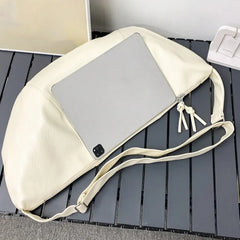 Threebooy Stylish Dumpling Shaped PU Crossbody Bag for Men, Suitable for Casual Outings and Large Capacity Needs