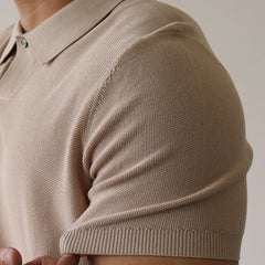 Threebooy  New Men's Clothing Light Luxury Business Polo Shirt Casual Slim-fit Knitted Solid Color Short Sleeve T-shirt High Quality Tops