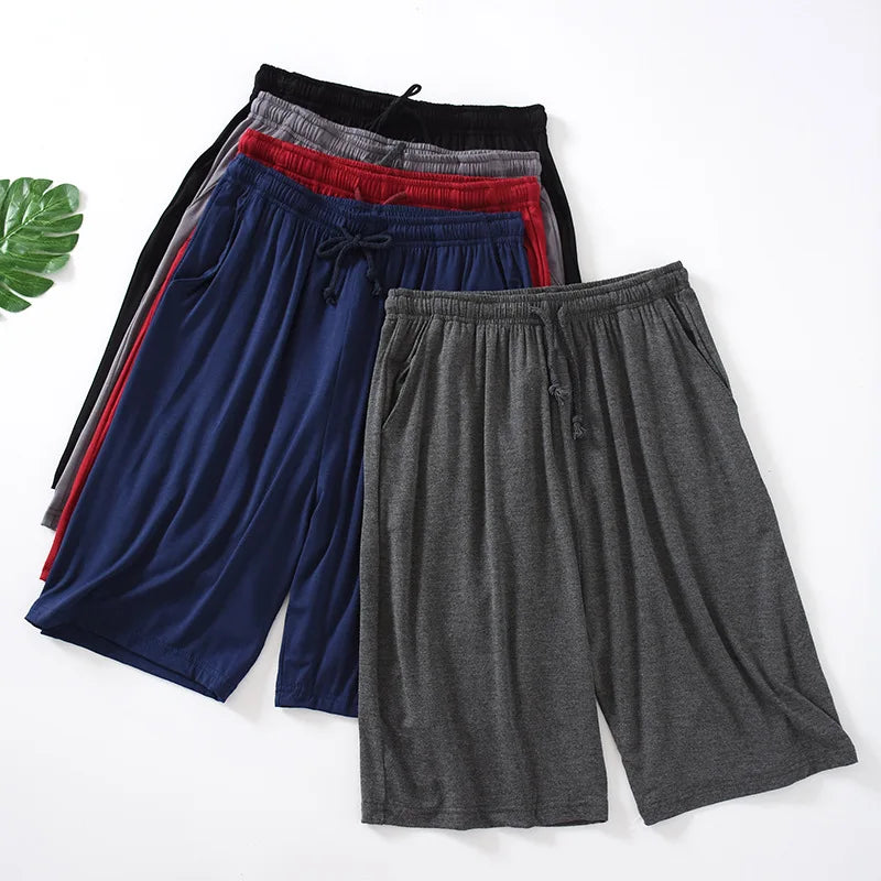 Threebooy  Men's Shorts Summer Thin Five-point Home Shorts Loose Casual Large Size Home Pajamas Beach Pants