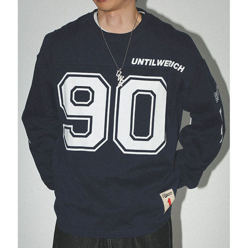 Threebooy Men's Sweater Oversize Loose New Street Tops Tees Letter Print Spring Autumn Round Neck Long Sleeves Daily Casual Sweatshirt