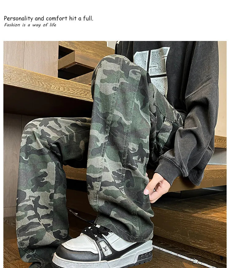 Threebooy Jeans Men straight Pants patchwork male jean Fit Patchwork Streetwear Men's Trousers Denim Large size Hip Hop