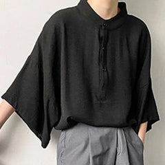 Threebooy Summer Oversize Shirt Men's Fashion Dolman Sleeves Tops Casual Shirts Streetwear Korean Loose Short Sleeve Tee Shirts Pullover