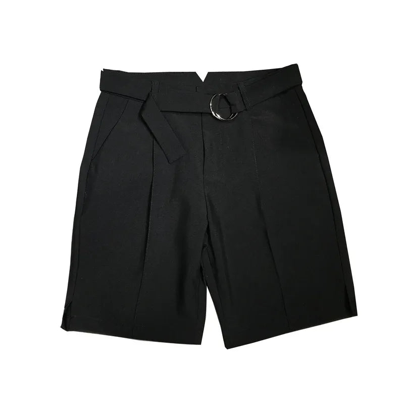 Threebooy Summer Korean Shorts Men's Fashion Solid Color Business Casual Dress Shorts Men Streetwear Wild Loose Suit Shorts Mens S-XL