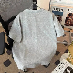 Threebooy  Summer New Men's T-shirt Niche Zipper Decoration Round Neck Short Sleeve Tees Simple Loose Versatile Tops