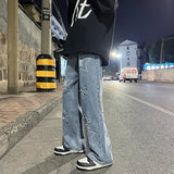 Threebooy Men Jeans Stars  2024 New Spring Vintage Y2K Simple Casual Loose Fashion Straight Wide Leg Oversize Pants Male Hip Hop Trousers