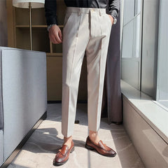 Threebooy New Business Dress Pants Men Solid Color Office Social Formal Suit Pants Casual Streetwear Wedding Trousers Pantalon Homme