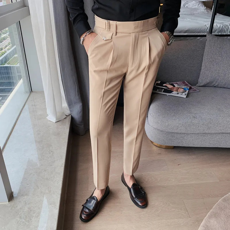 Threebooy Men's Suit Pants Formal Pants High Quality Solid Color Business Fashion Casual Slim Fit Ankle Trouser Men's Clothing Dress Pants