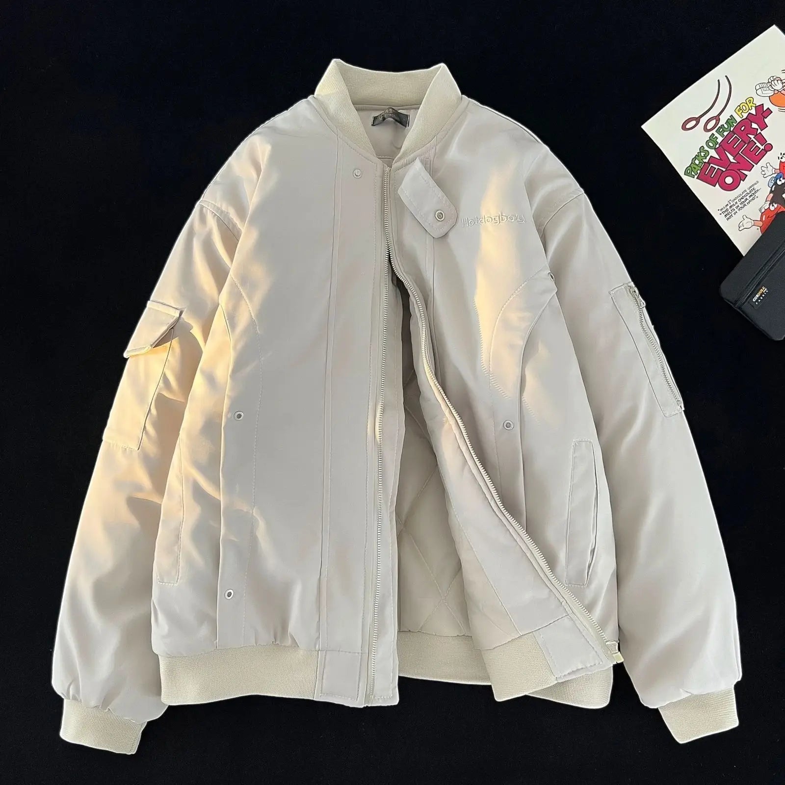 Threebooy American style autumn and winter men and women street trend thick jacket for couples loose retro Harajuku simple casual top y2k