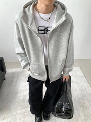 Threebooy  Casual Men's Cotton Sweatshirt Solid Color Casual Zipper Cardigan Coat Simple Fashion Harajuku Loose Male Youth Sweatshirt