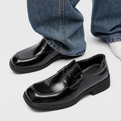 Threebooy  Mens Classic Retro British Style Penny Loafers Men's Casual Business Shoes Men Square Toe Slip-on Party Wedding Shoe
