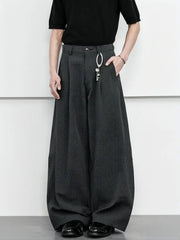 Threebooy  Y2k Vintage Plaid Wide Leg Pants Men Loose Streetwear Baggy Curved Pants Work wear Business Suit Trousers