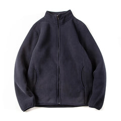 Threebooy American Warm Fleece Sweatshirt Imitation Lamb Velvet Coat Korean Autumn Winter Men's Thickened Simple Zipper Up Lapel Jacket