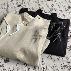 Threebooy  Chinese Style Classic High-end Shirt Summer Korean Style Trendy Retro Unique Temperament Loose Short-sleeved Blouse Aesthetic