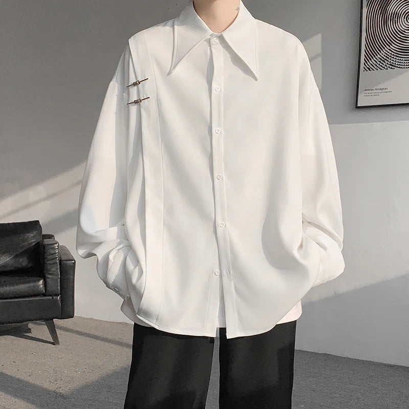 Threebooy Spring Summer High Quality Solid Long Sleeve Shirts Man 2024 Casual Oversize Blouse Male Fashion Simple Clothing Plus Size 5XL-M