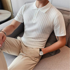 Threebooy  Brand Clothing Men's Summer Casual Short sleeves POLO Shirts/Male Slim Fit High-Grade Knitting POLO Shirt Plus Size S-3XL