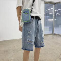 Threebooy 2024 Summer New Men Personalized Washable Vintage Ripped Short Jeans Streetwear Hole Slim Denim Shorts Male Brand Clothes
