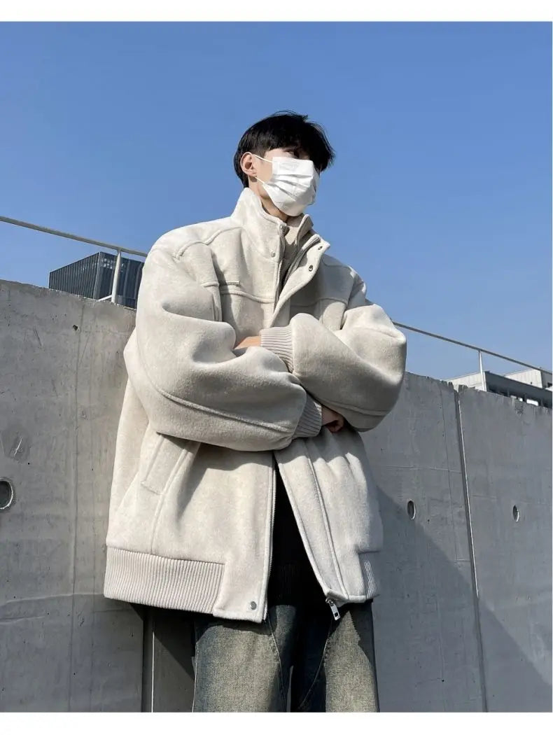 Threebooy Korean Spring and Autumn High Street Men and Women Trendy Personalized Fake Two Piece Jacket Couple Loose Retro Casual Handsome
